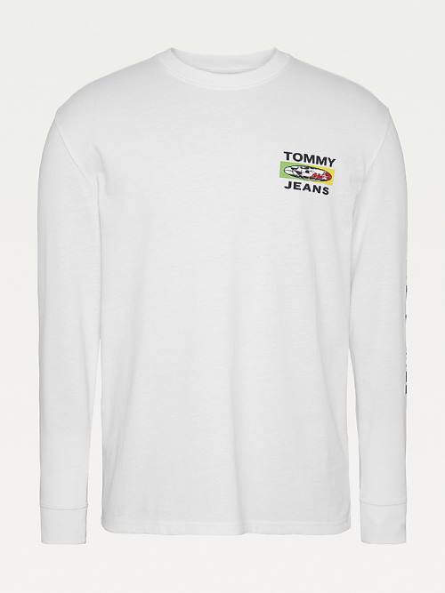 Tommy Hilfiger Smiley Long Sleeve Tişört Erkek Beyaz | TH270XCE