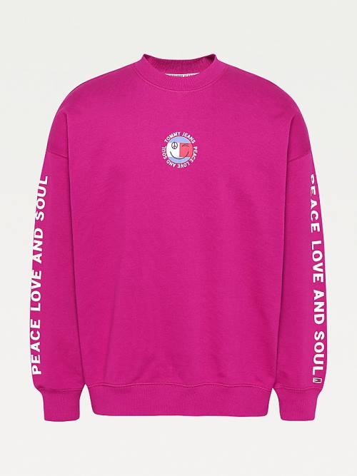 Tommy Hilfiger Smiley Peace Logo Sweatshirt Erkek Mor | TH296UDO