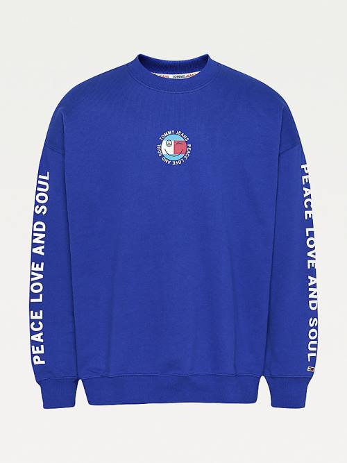 Tommy Hilfiger Smiley Peace Logo Sweatshirt Erkek Mor | TH384NSM