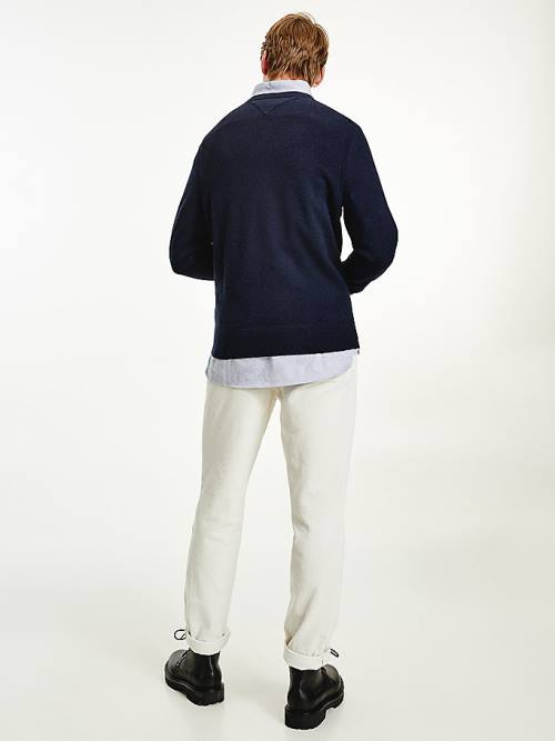 Tommy Hilfiger Soft Merino Wool Crew Neck Jumper Kazak Erkek Mavi | TH108AZH