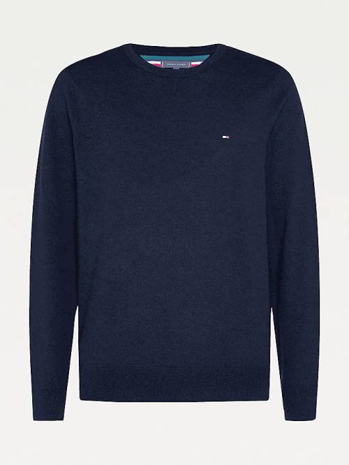 Tommy Hilfiger Soft Merino Wool Crew Neck Jumper Kazak Erkek Siyah | TH581ACF