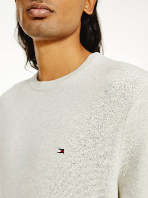 Tommy Hilfiger Soft Merino Wool Crew Neck Jumper Kazak Erkek Bej Rengi | TH724FOR