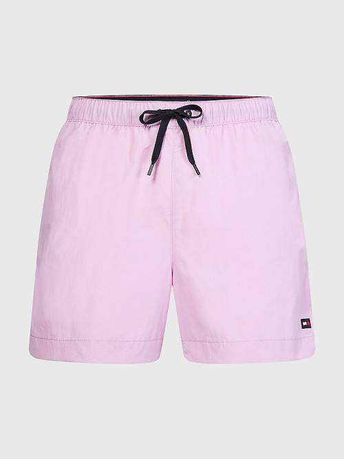 Tommy Hilfiger Solid Mid Cut Cut Cut Length Shorts Mayo Erkek Mor | TH987MNL