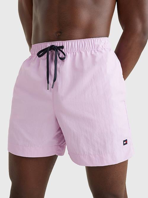 Tommy Hilfiger Solid Mid Cut Cut Cut Length Shorts Mayo Erkek Mor | TH987MNL