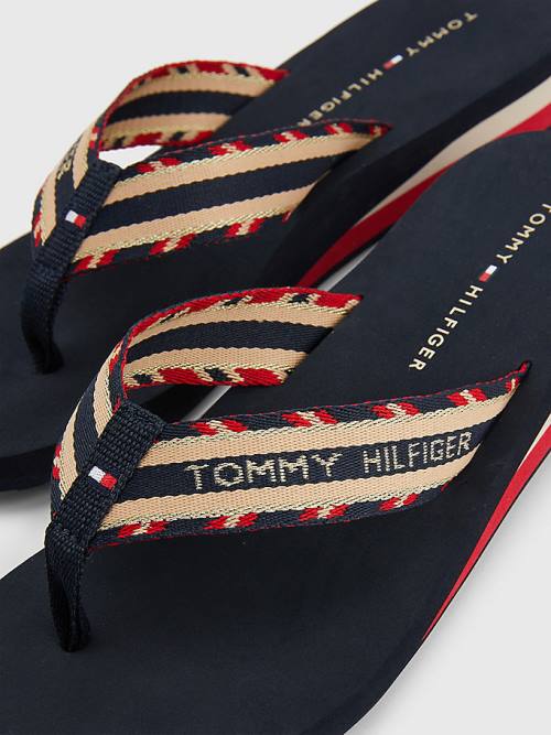 Tommy Hilfiger Sparkle Askılı Logo Flip-Flops Sandalet Kadın Mavi | TH805QAT