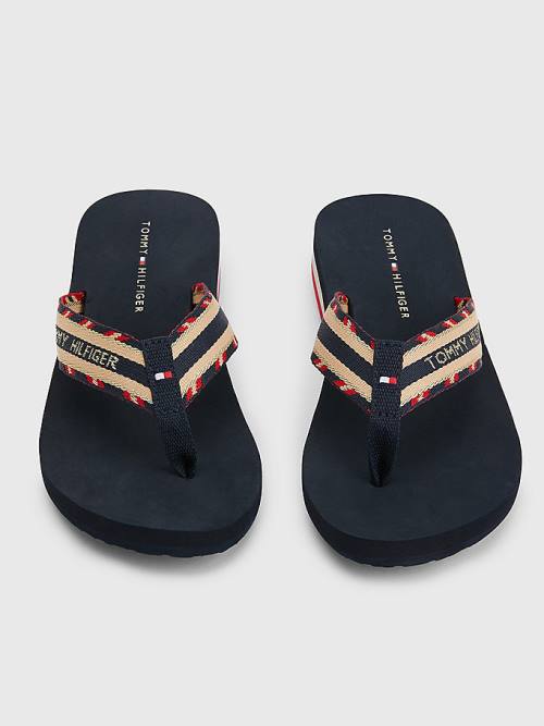 Tommy Hilfiger Sparkle Askılı Logo Flip-Flops Sandalet Kadın Mavi | TH805QAT