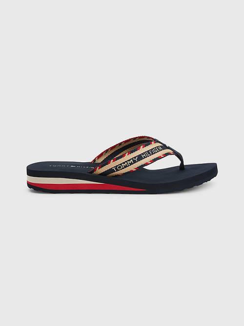 Tommy Hilfiger Sparkle Askılı Logo Flip-Flops Sandalet Kadın Mavi | TH805QAT