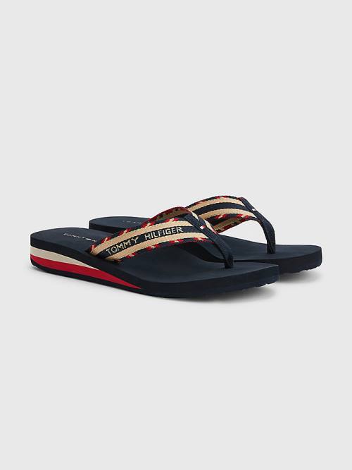 Tommy Hilfiger Sparkle Askılı Logo Flip-Flops Sandalet Kadın Mavi | TH805QAT