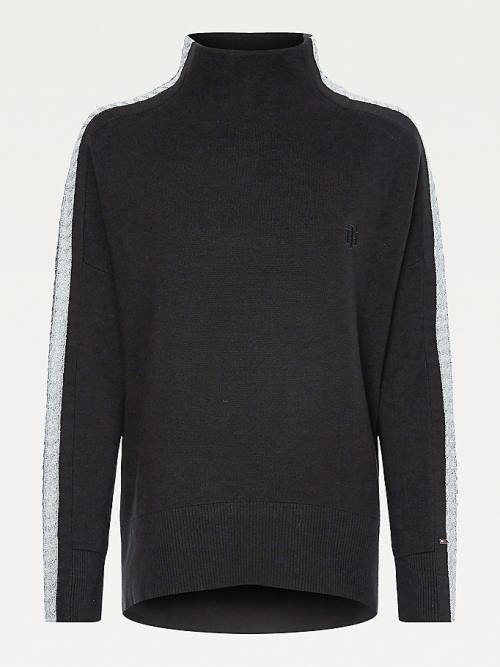 Tommy Hilfiger Sparkle Stripe Relaxed Fit Jumper Kazak Kadın Siyah | TH623LEM