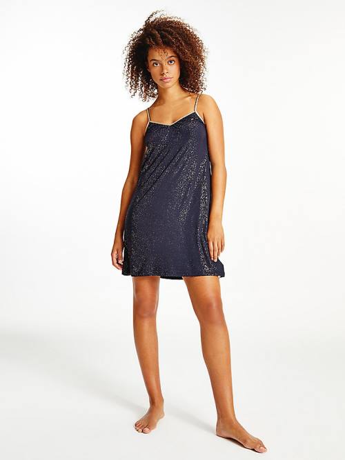 Tommy Hilfiger Sparkle Viscose Nightdress Pijama Kadın Mavi | TH132XGH