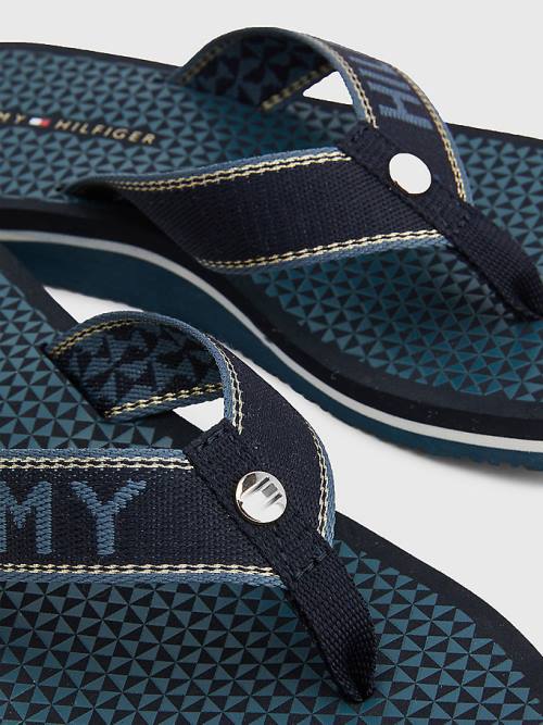 Tommy Hilfiger Sparkle Webbing Flip-Flops Sandalet Kadın Mavi | TH960MYG