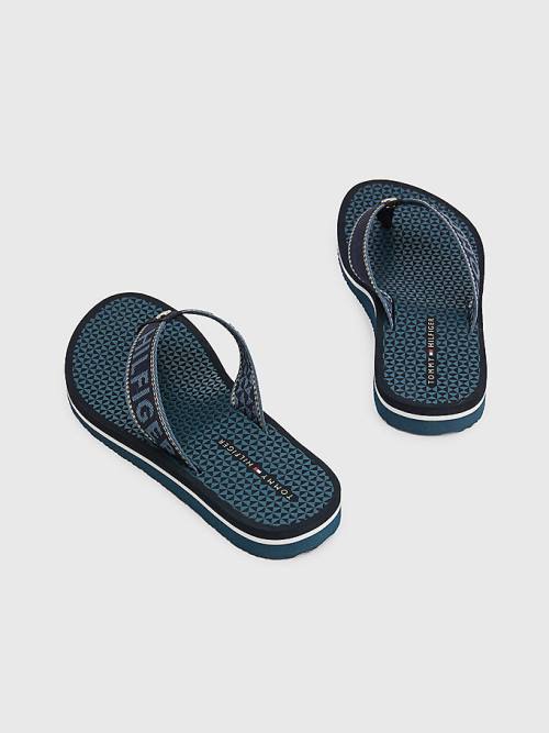 Tommy Hilfiger Sparkle Webbing Flip-Flops Sandalet Kadın Mavi | TH960MYG