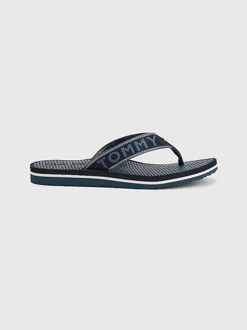 Tommy Hilfiger Sparkle Webbing Flip-Flops Sandalet Kadın Mavi | TH960MYG