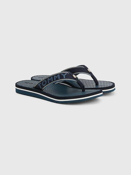 Tommy Hilfiger Sparkle Webbing Flip-Flops Sandalet Kadın Mavi | TH960MYG