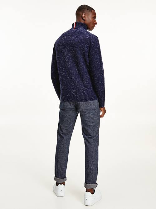 Tommy Hilfiger Speckled Roll Neck Relaxed Jumper Kazak Erkek Mavi | TH450KJY