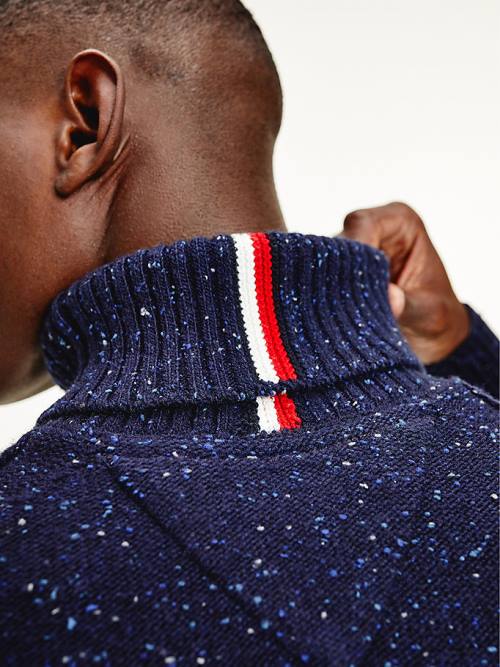 Tommy Hilfiger Speckled Roll Neck Relaxed Jumper Kazak Erkek Mavi | TH450KJY