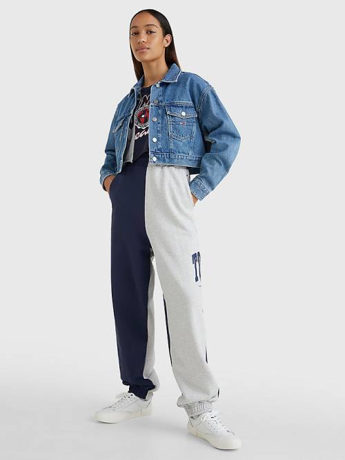 Tommy Hilfiger Spliced Collegiate Relaxed Joggers Pantolon Kadın Mavi | TH597QZU