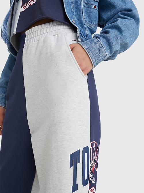 Tommy Hilfiger Spliced Collegiate Relaxed Joggers Pantolon Kadın Mavi | TH597QZU