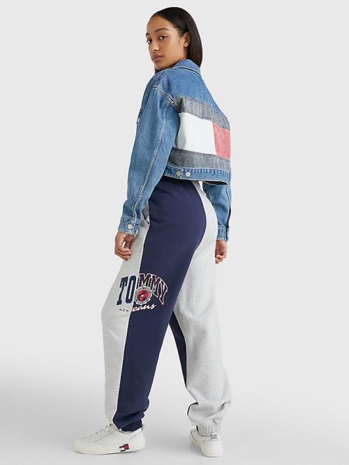 Tommy Hilfiger Spliced Collegiate Relaxed Joggers Pantolon Kadın Mavi | TH597QZU