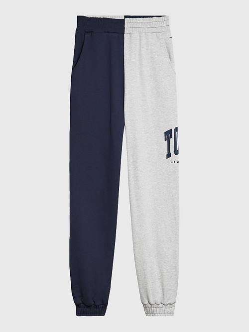 Tommy Hilfiger Spliced Collegiate Relaxed Joggers Pantolon Kadın Mavi | TH597QZU