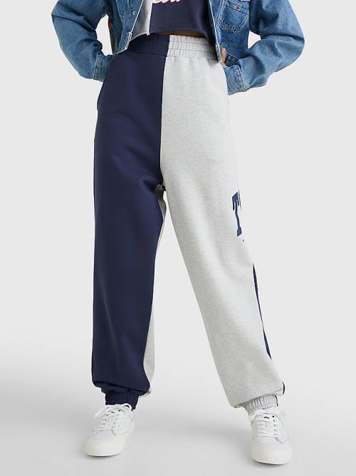 Tommy Hilfiger Spliced Collegiate Relaxed Joggers Pantolon Kadın Mavi | TH597QZU