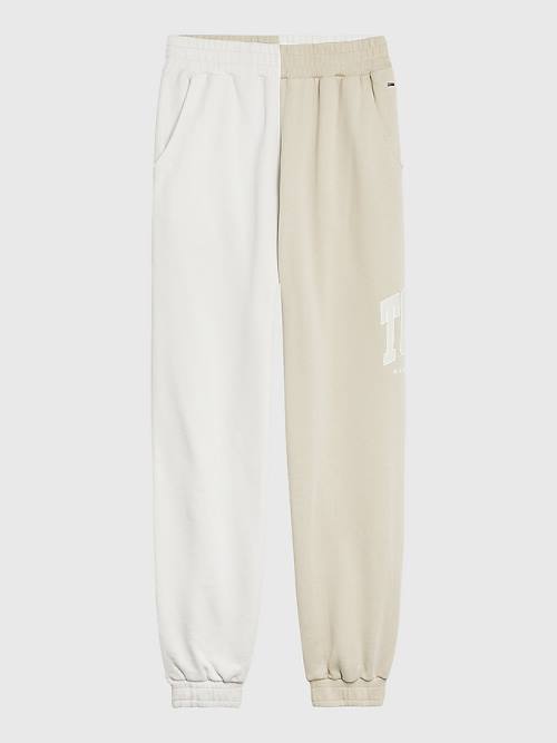 Tommy Hilfiger Spliced Collegiate Relaxed Joggers Pantolon Kadın Bej Rengi | TH649VNH