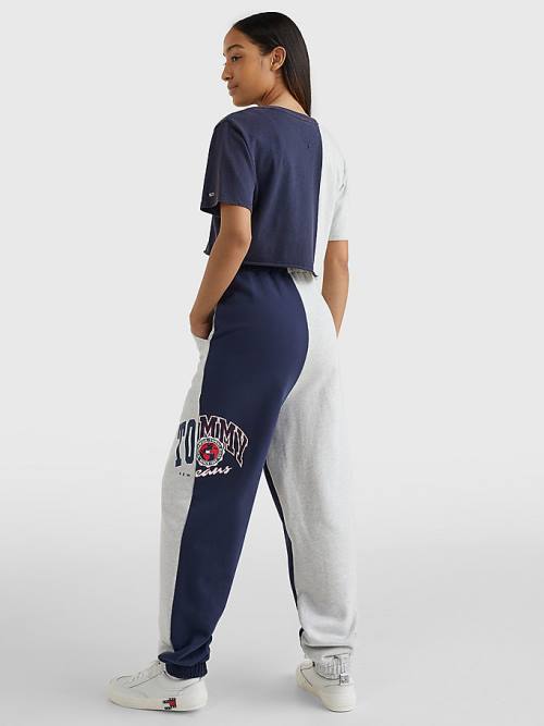 Tommy Hilfiger Spliced Logo Cropped Tişört Kadın Mavi | TH716YUM