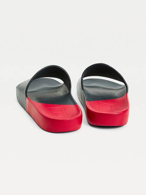 Tommy Hilfiger Spor Colour-Blocked Pool Slides Sandalet Erkek Mavi | TH405EFD