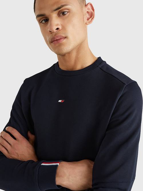 Tommy Hilfiger Spor Essential Organic Pamuklu Sweatshirt Erkek Mavi | TH230GDY