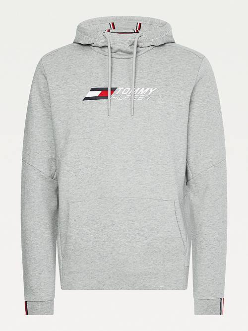 Tommy Hilfiger Spor Essential Organic Pamuklu Kapüşonlu Sweatshirt Erkek Gri | TH426NXA