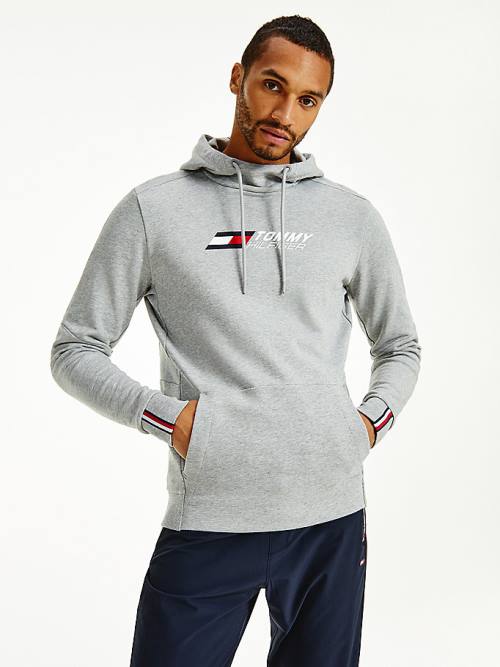 Tommy Hilfiger Spor Essential Organic Pamuklu Kapüşonlu Sweatshirt Erkek Gri | TH426NXA