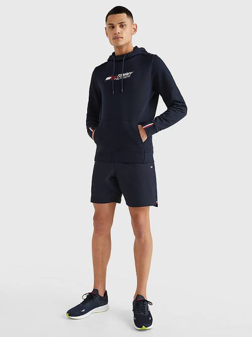 Tommy Hilfiger Spor Essential Organic Pamuklu Kapüşonlu Sweatshirt Erkek Mavi | TH928VBZ