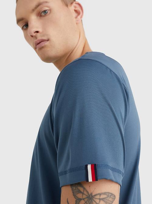 Tommy Hilfiger Spor Essential Slim Fit Antrenman Tişört Erkek Mavi | TH037MGE