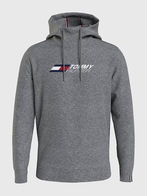 Tommy Hilfiger Spor Essential TH Cool Kapüşonlu Sweatshirt Erkek Gri | TH471ZXM