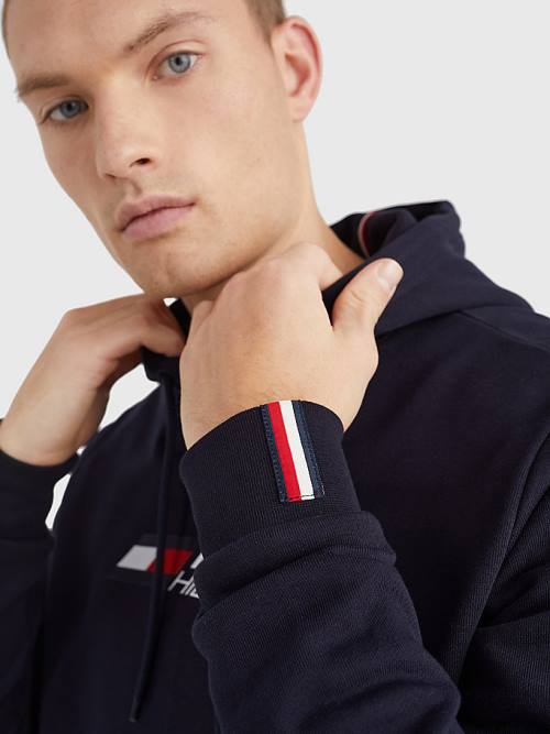 Tommy Hilfiger Spor Essential TH Cool Kapüşonlu Sweatshirt Erkek Mavi | TH780OZL