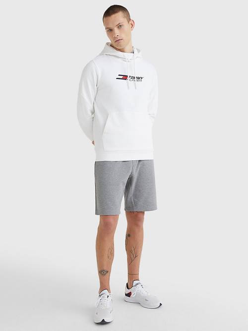 Tommy Hilfiger Spor Essential TH Cool Kapüşonlu Sweatshirt Erkek Beyaz | TH815KUW