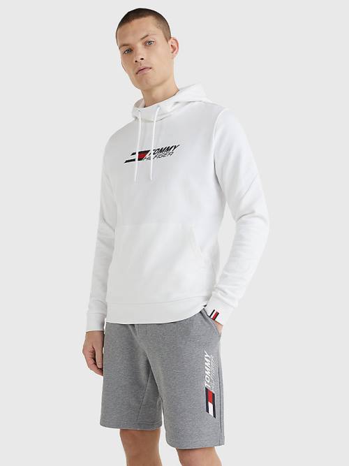 Tommy Hilfiger Spor Essential TH Cool Kapüşonlu Sweatshirt Erkek Beyaz | TH815KUW