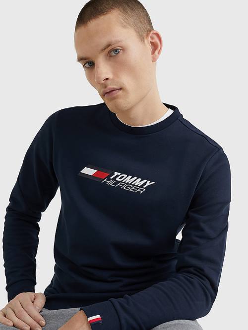 Tommy Hilfiger Spor Essential TH Cool Sweatshirt Erkek Mavi | TH485JHO