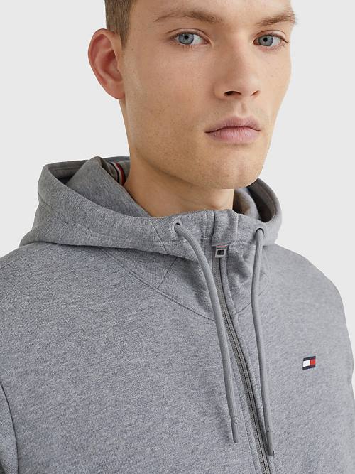 Tommy Hilfiger Spor Essential TH Cool Zip-Thru Kapüşonlu Sweatshirt Erkek Gri | TH829XON