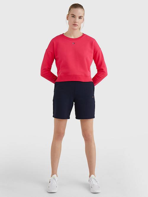 Tommy Hilfiger Spor Flag Relaxed Fit Sweatshirt Kadın Pembe | TH892FDP