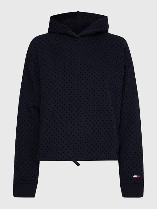 Tommy Hilfiger Spor Flocked Polka-Dot Relaxed Fit Kapüşonlu Sweatshirt Kadın Mavi | TH925KUX