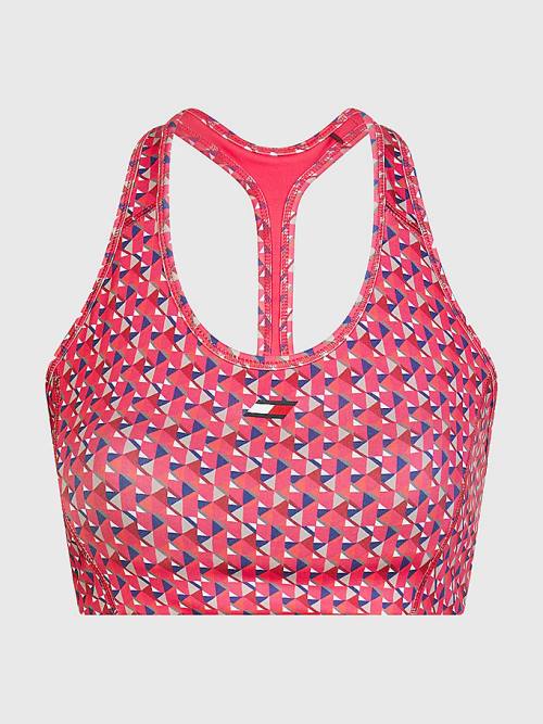 Tommy Hilfiger Spor Geometric Print Medium Support Bra İç Giyim Kadın Kırmızı | TH914EUL