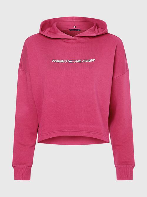 Tommy Hilfiger Spor Graphic Kapüşonlu Sweatshirt Kadın Kırmızı | TH790ZSH