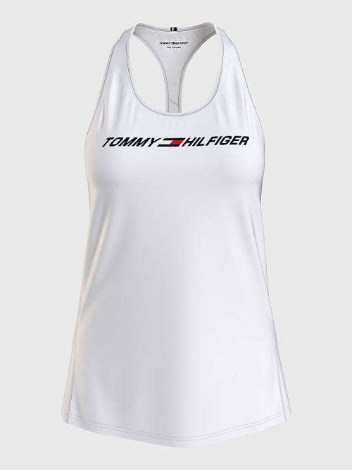 Tommy Hilfiger Spor Graphic Racerback Tank Top Tişört Kadın Beyaz | TH691RKP