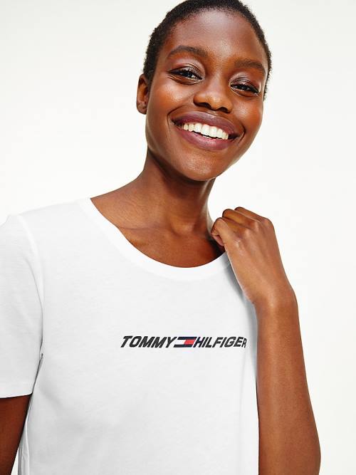 Tommy Hilfiger Spor Graphic Tişört Kadın Beyaz | TH258SVU