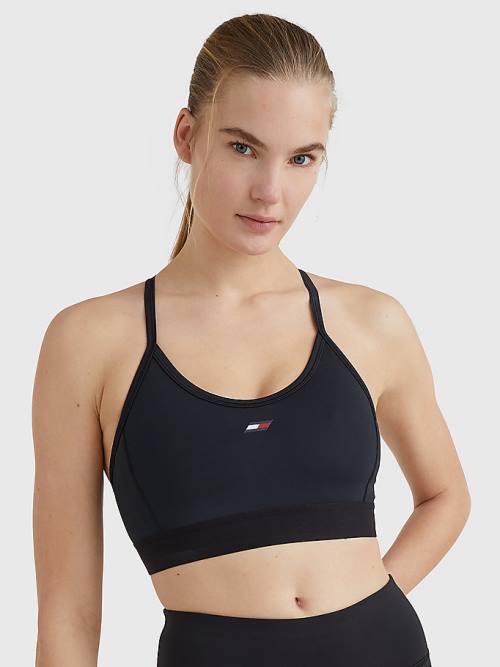 Tommy Hilfiger Spor Hafif Low Support Racer Bra İç Giyim Kadın Siyah | TH392EBN