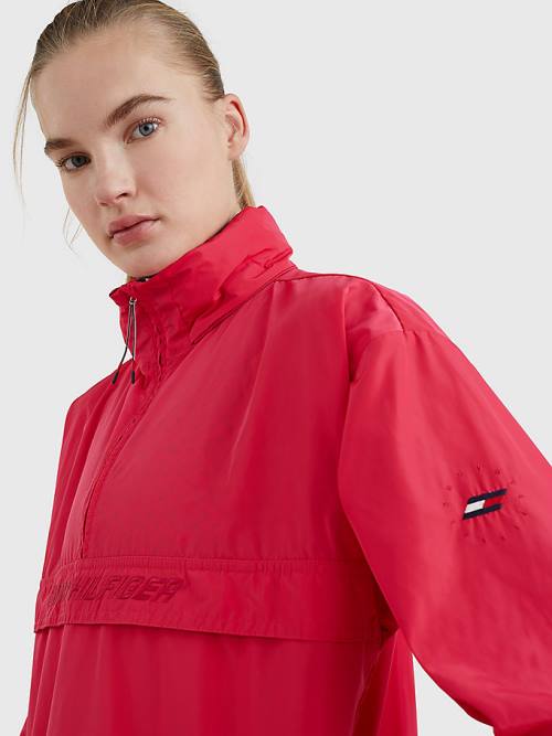 Tommy Hilfiger Spor Half-Zip Relaxed Fit Anorak Ceket Kadın Pembe | TH741ALR