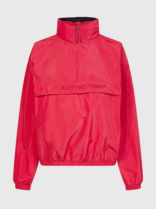 Tommy Hilfiger Spor Half-Zip Relaxed Fit Anorak Ceket Kadın Pembe | TH741ALR