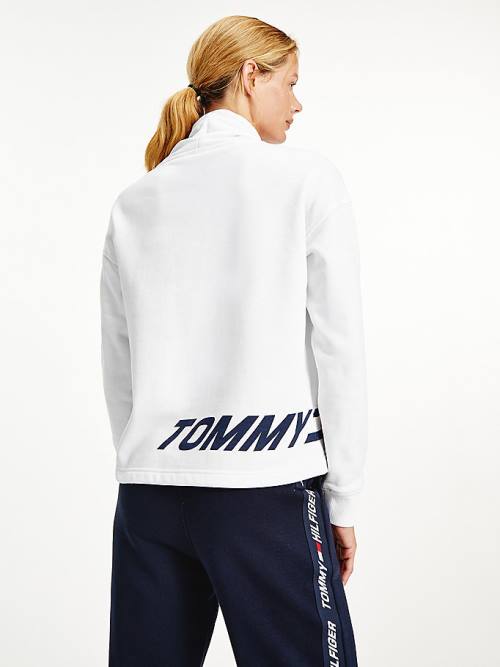 Tommy Hilfiger Spor Logo Relaxed Fit Sweatshirt Kadın Beyaz | TH106VOW