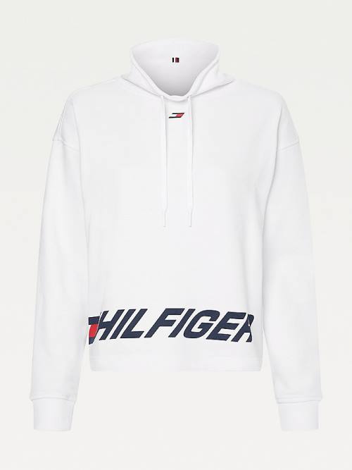 Tommy Hilfiger Spor Logo Relaxed Fit Sweatshirt Kadın Beyaz | TH106VOW